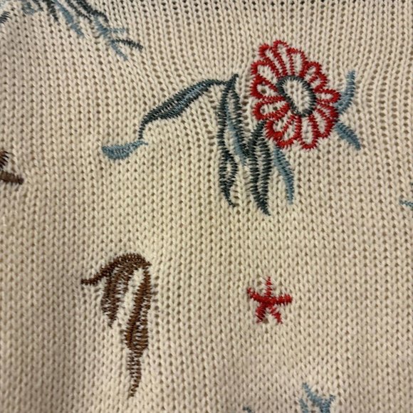 WOMEN'S ALLY OOPS FLOWER PULLOVER SWEATER ~ SMALL. Oversized Beachcore - Picture 5 of 11